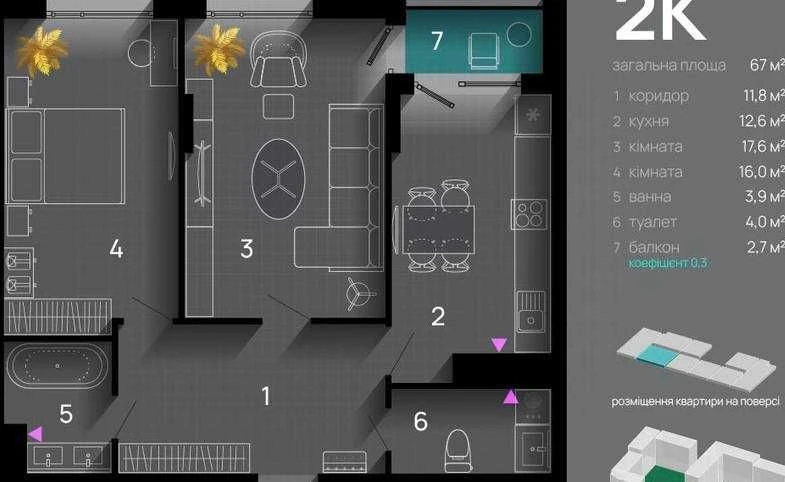 Selling a 2-room apartment in Skygarden residential complex