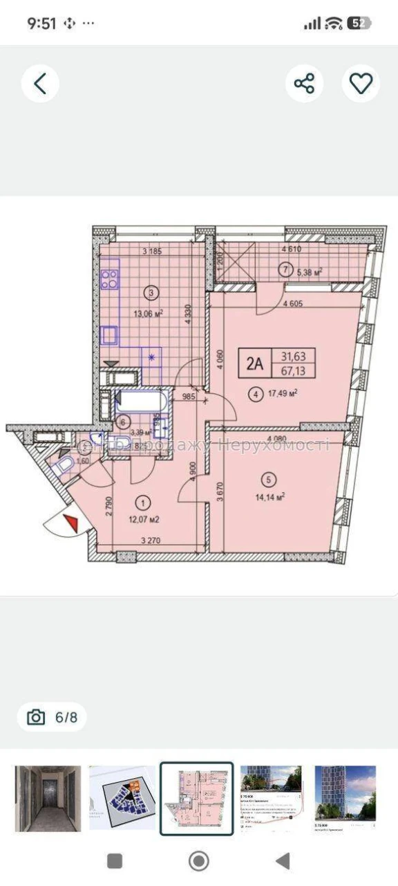 Продаж 2-кімнатній квартири, 67,2 м², 21/24 поверх, ЖК "Вежа на Ломоносова"