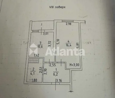 1-комнатная квартира 39 м² на 8 этаже | Аркадия