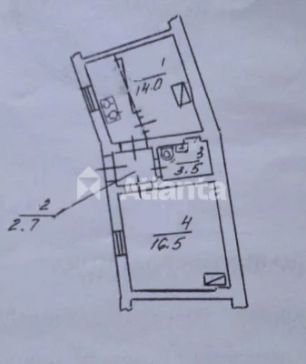 City center! One-room apartment for renovation!