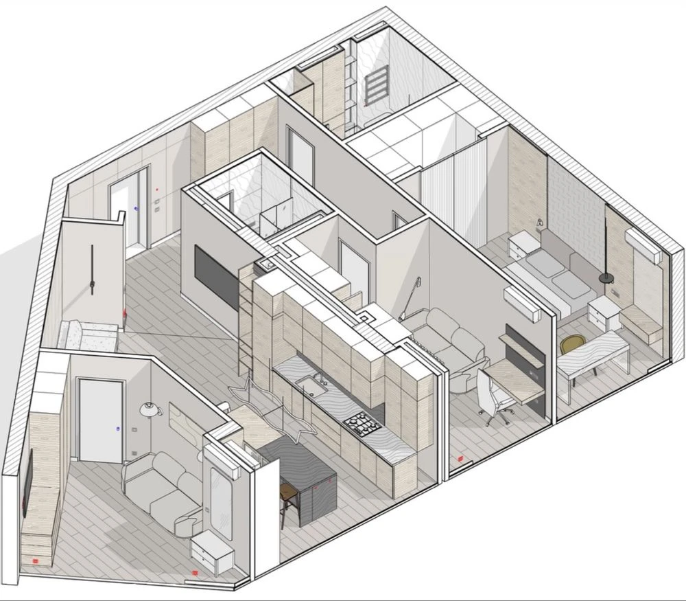 For sale: three-room apartment in a gas-new building