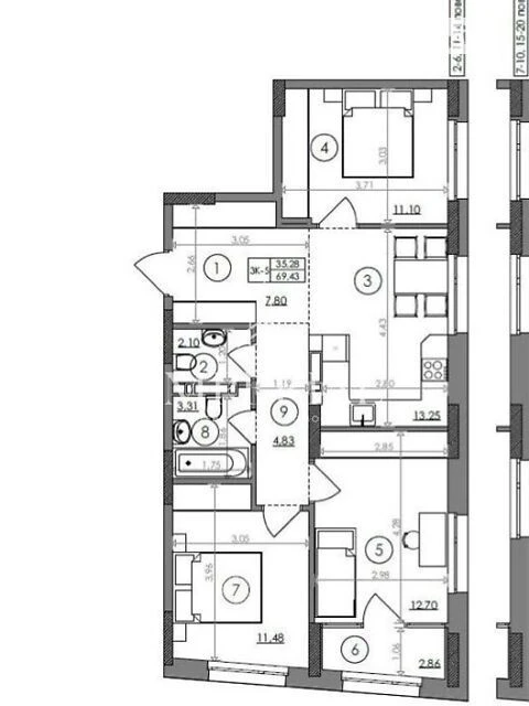 Sale of 3-room apartment 69 sq. m on Stolychne highway 5A • ID 3466466