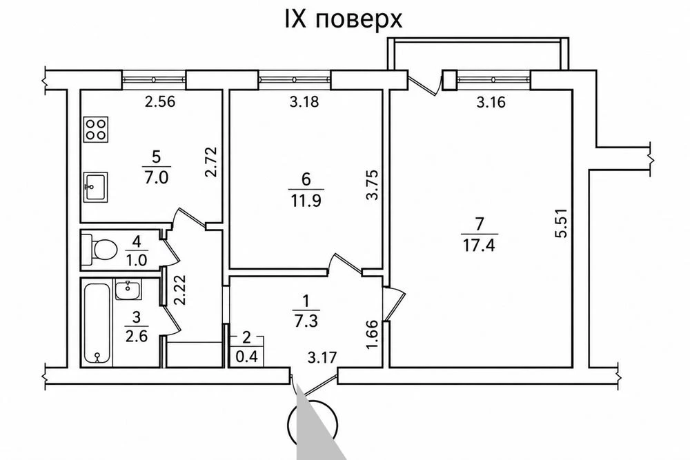 Продпється 2 кімнатна квартира на Північному
