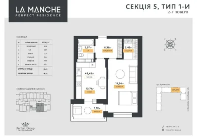 Sale of a 1-room apartment in the LA MANCHE club house on Podil.