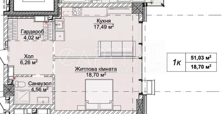 For sale / Apartment / 58.44 m2 / Residential complex Novopecherski Lipki / Peche