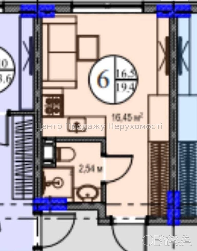 1-room apartment, 19.6 sq.m.
