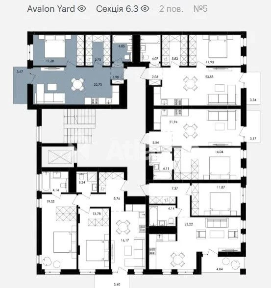 Продається 1-кімнатна квартира площею 47м² у  ЖК Avalon Yard
