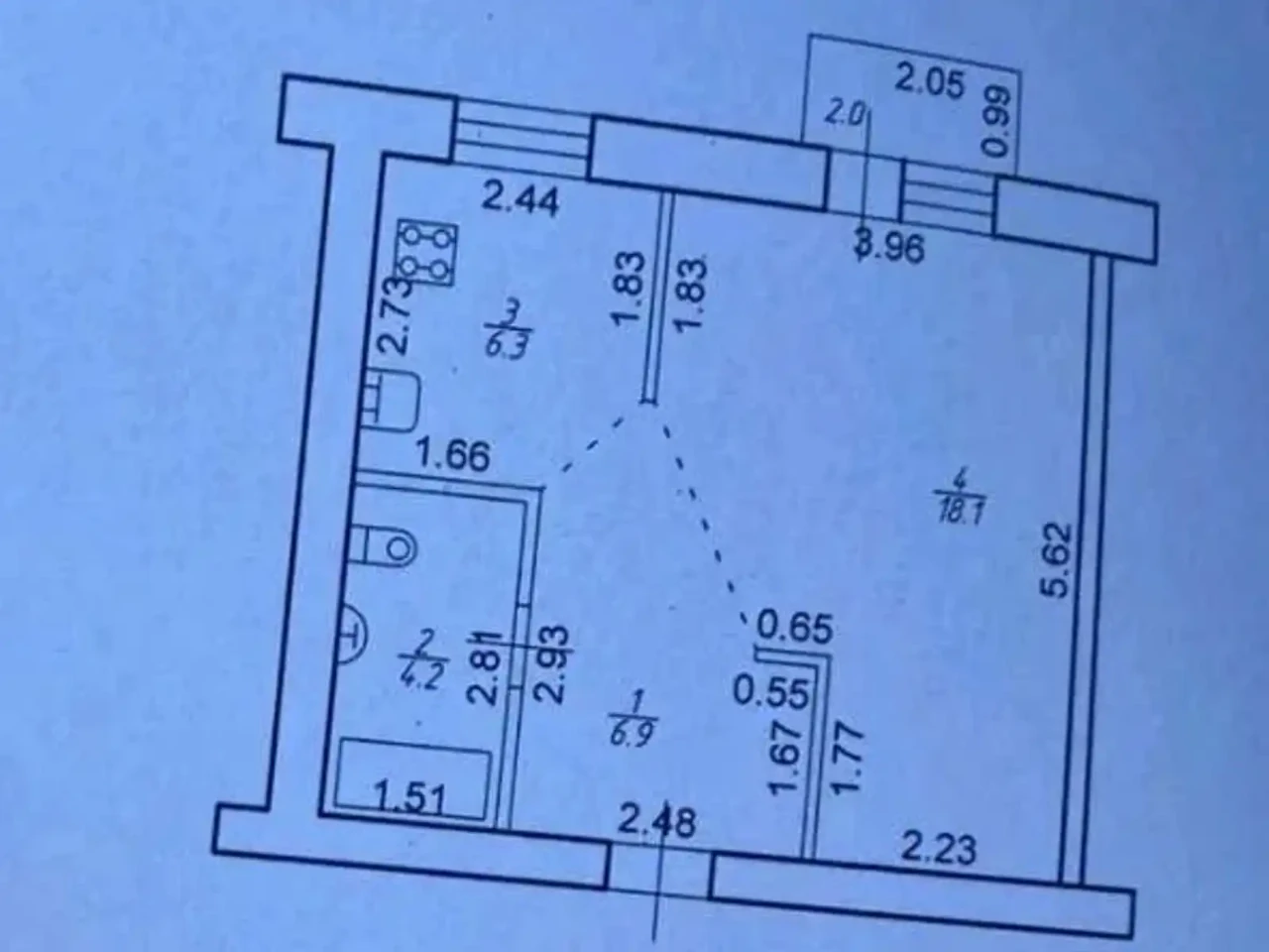 Продаж квартири 1-кімн. 38 м² 7/9 пов.