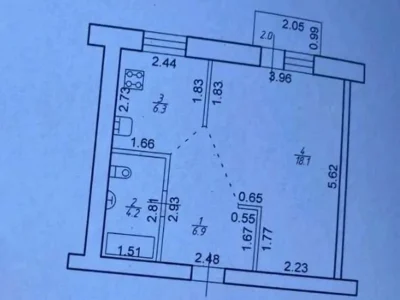 Продаж квартири 1-кімн. 38 м² 7/9 пов.