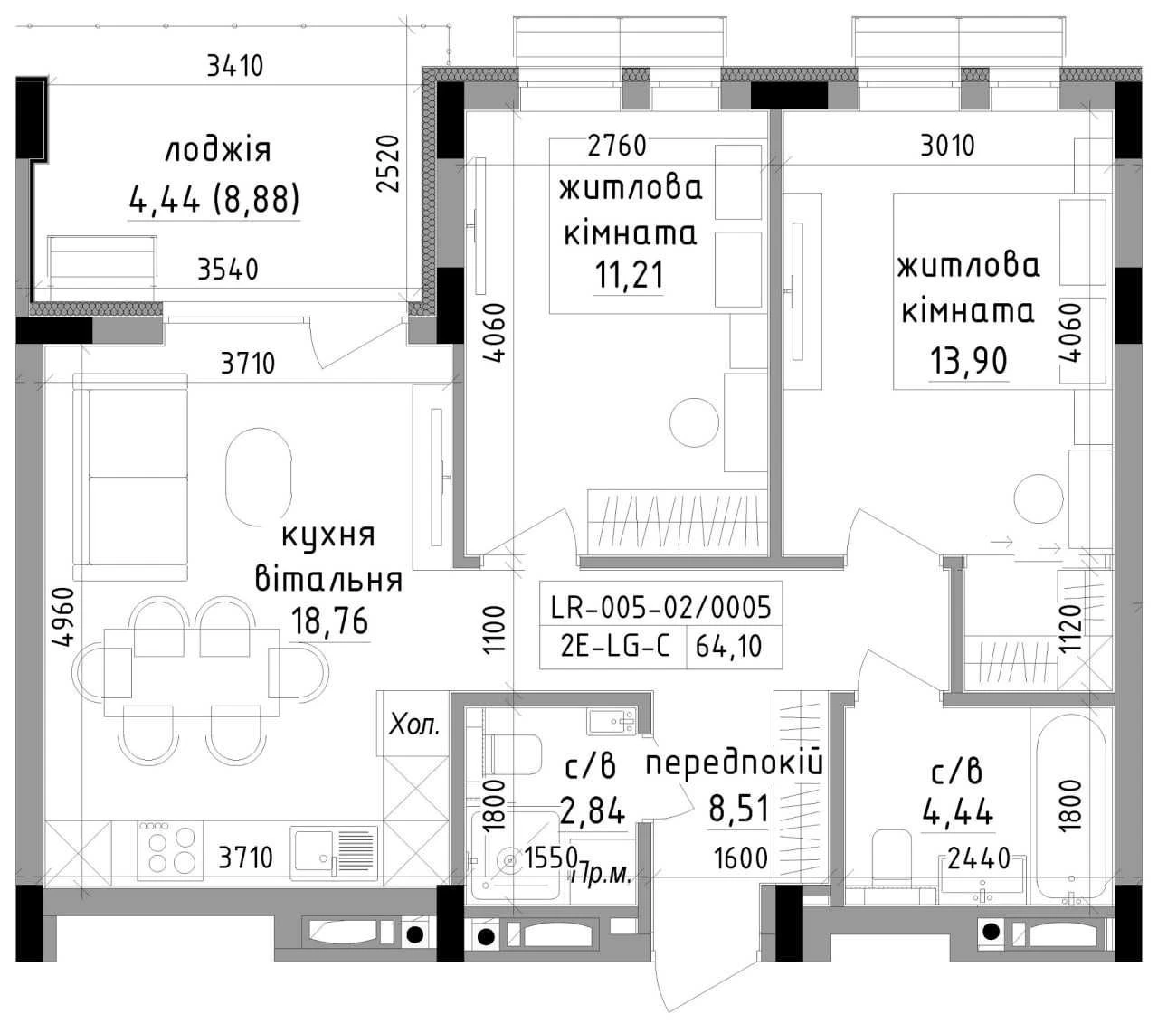 Sale of a 2-room apartment in the Lizrome residential complex near V. Gadzehi street, 7 minutes walk to the center.