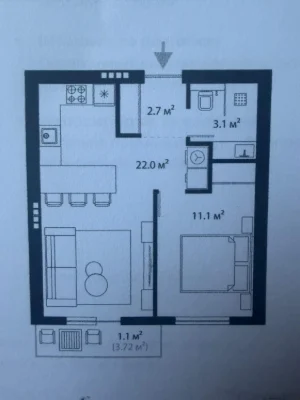 Sale of 1-room apartment in Uzhhorod in an elite residential complex «Grand Hills»