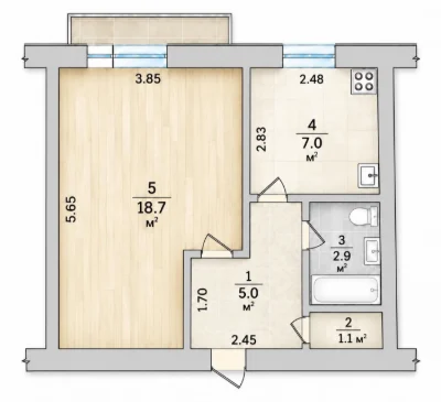 One-room apartment, good layout.