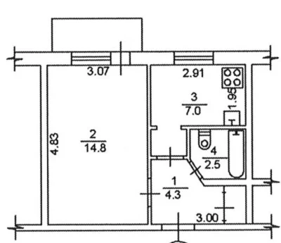 For sale, 1-room apartment, Лейпцизька 12
