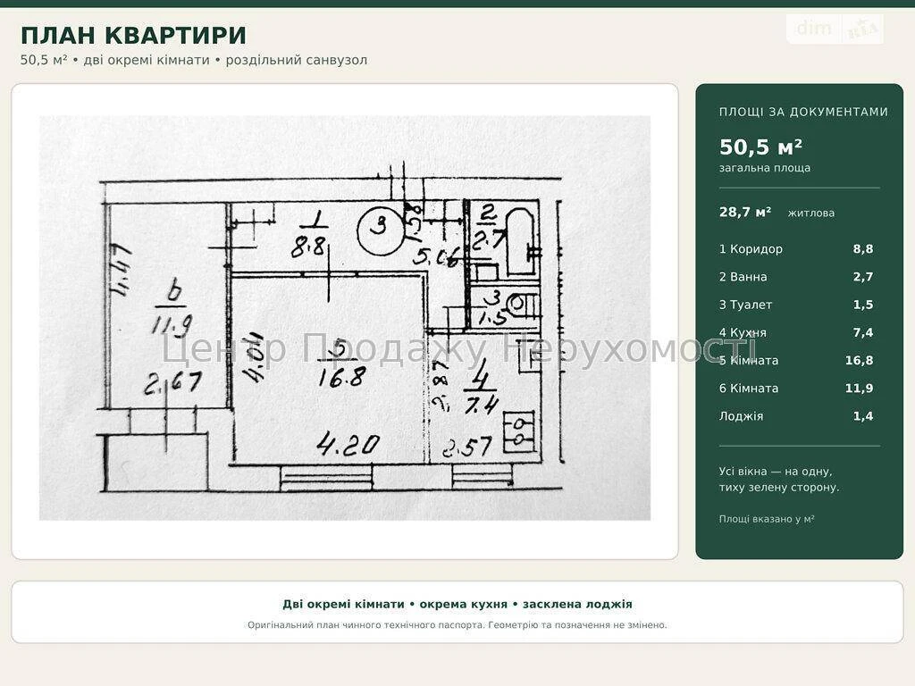 Продаж 2-кімн. квартири 50. 5 м², 1/9 эт, Київ – відмінне ро