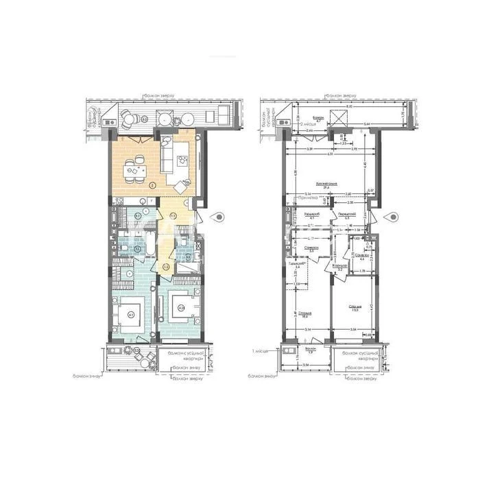 Продаж 2к квартири 91,5 м² на 5-му поверсі в