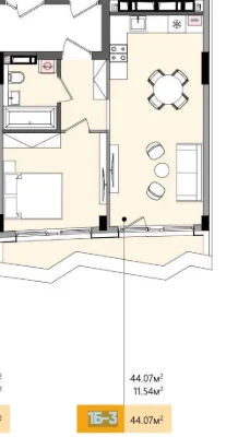 Ready one-room apartment in the Lucky Land residential complex, building 3, Kyiv