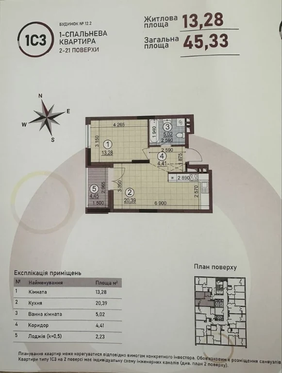 Sale of a 1-room apartment in the residential development Warsaw-4