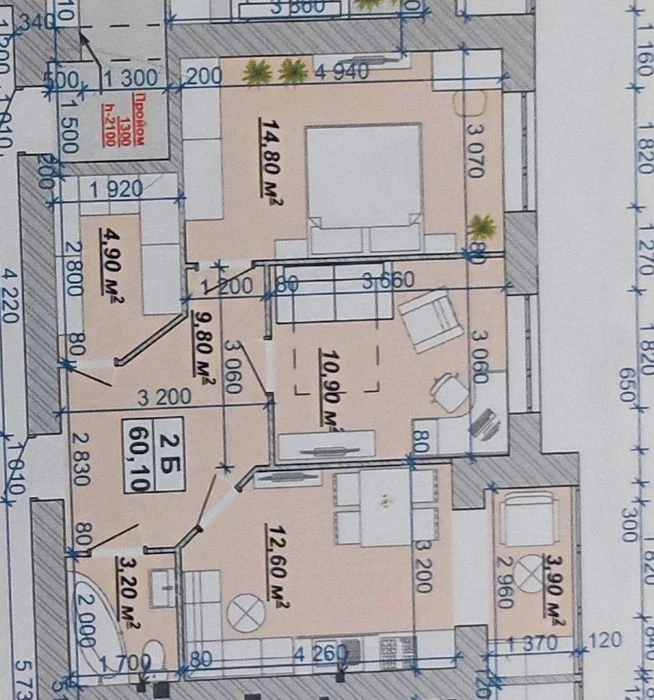 Продам, 2к квартира, добра ціна, 60м.кв., КНЯГИНЕН