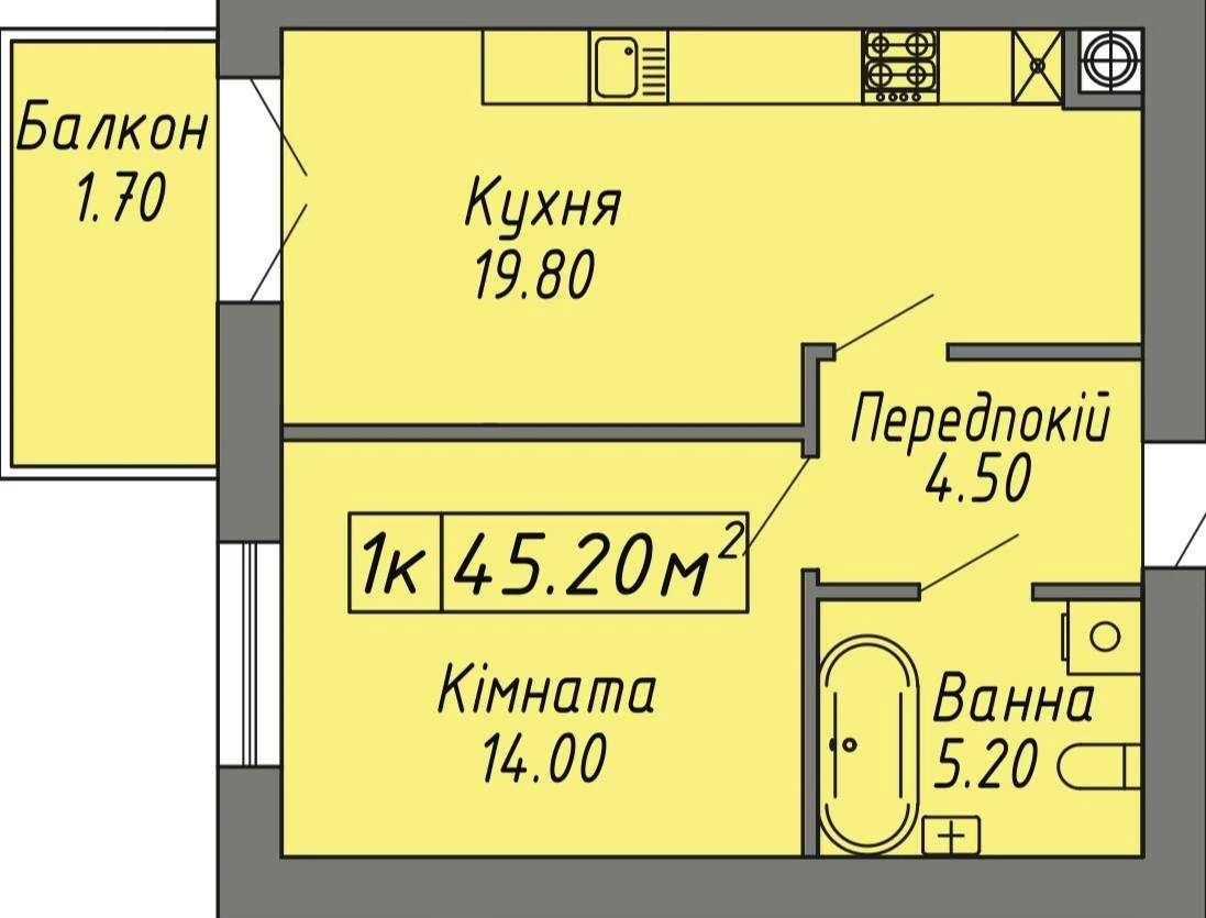 1-room apartment in the "Skandinavia" residential complex