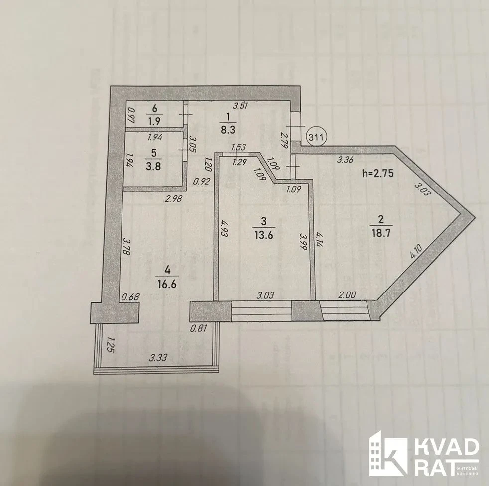Продажа квартиры 2 км! 3 этаж