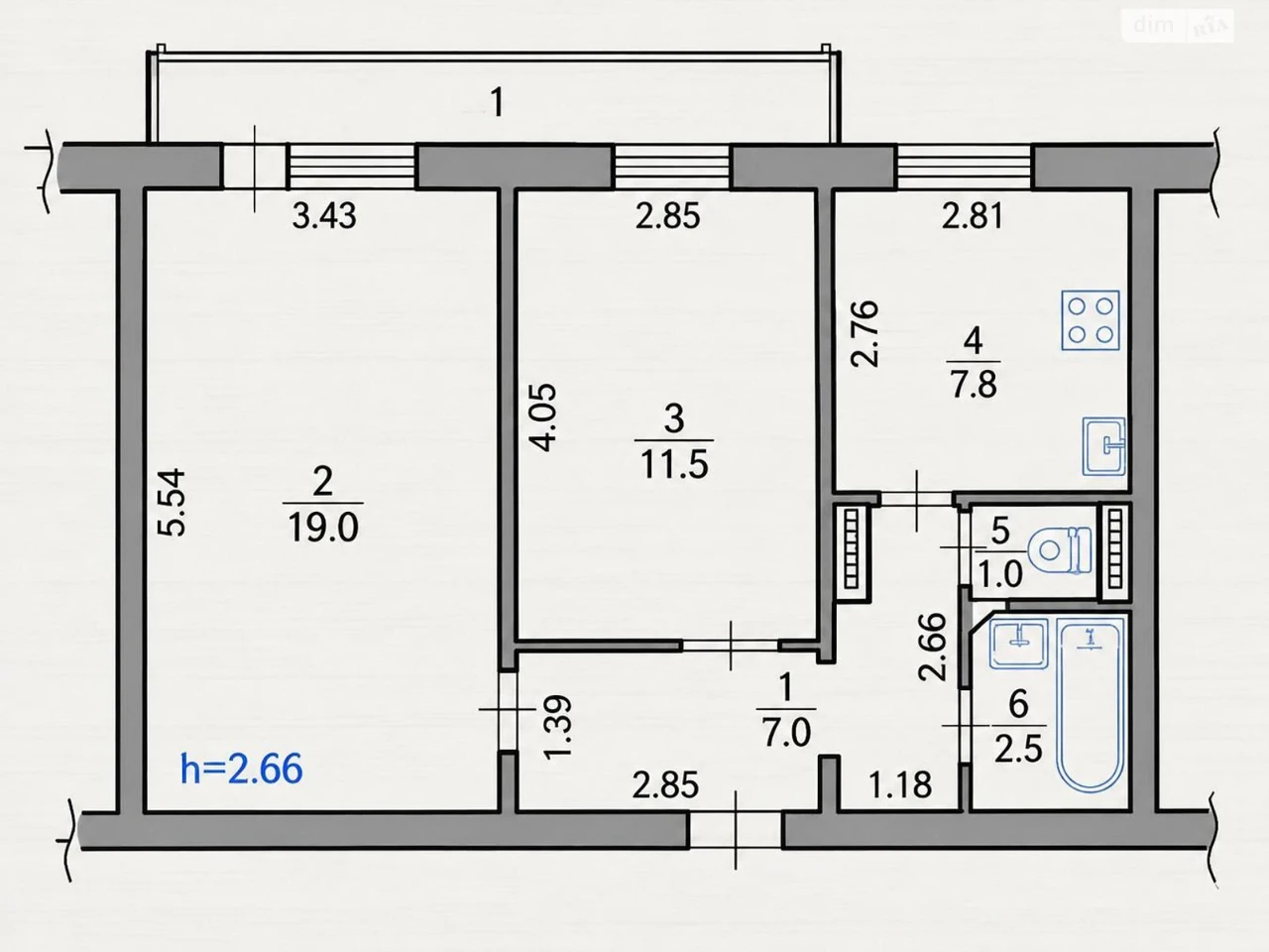 Sale of 2-room apartment in Troschyna