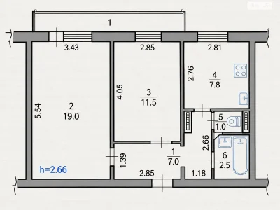 Sale of 2-room apartment in Troschyna
