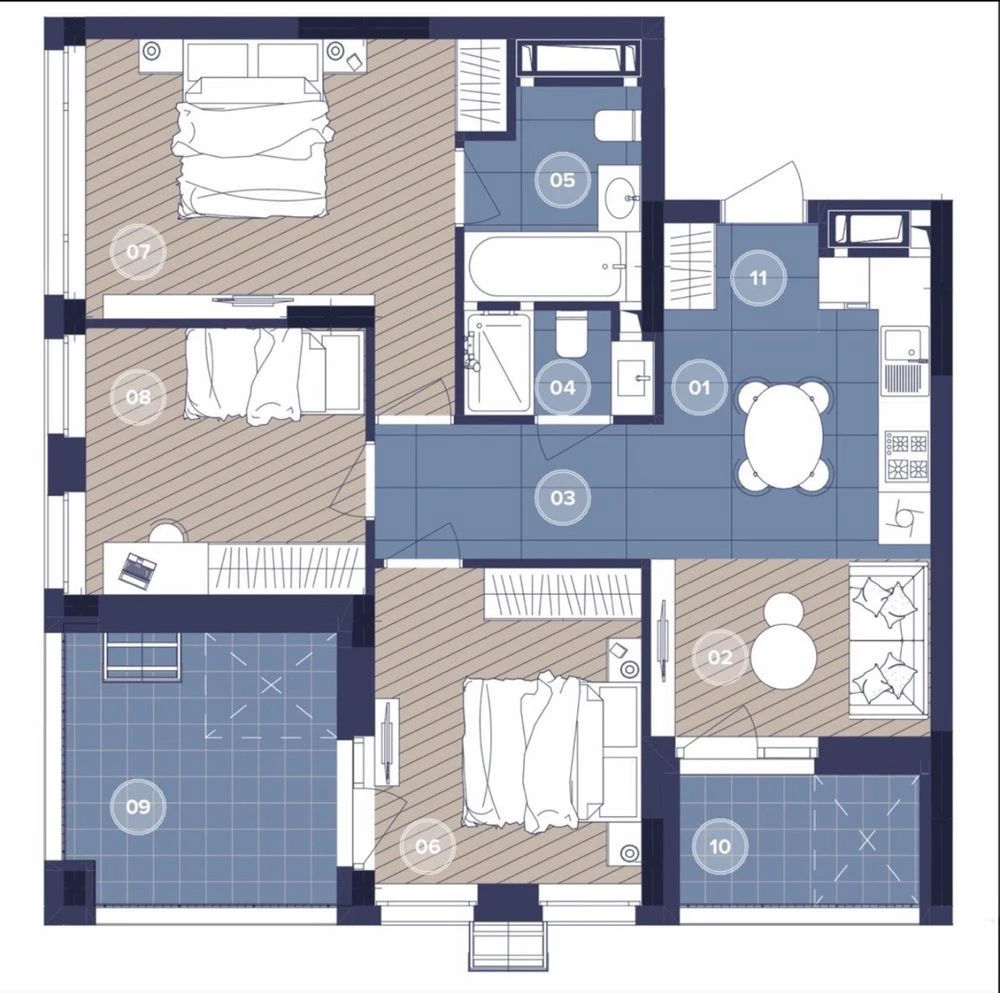 Sale of a 3-bedroom apartment with a terrace in the Dnipro Island residential complex, Dnipro