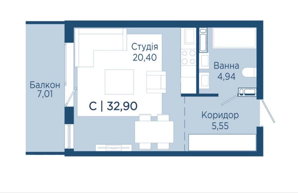 Продажа квартиры 33 м² в новом современном ЖК