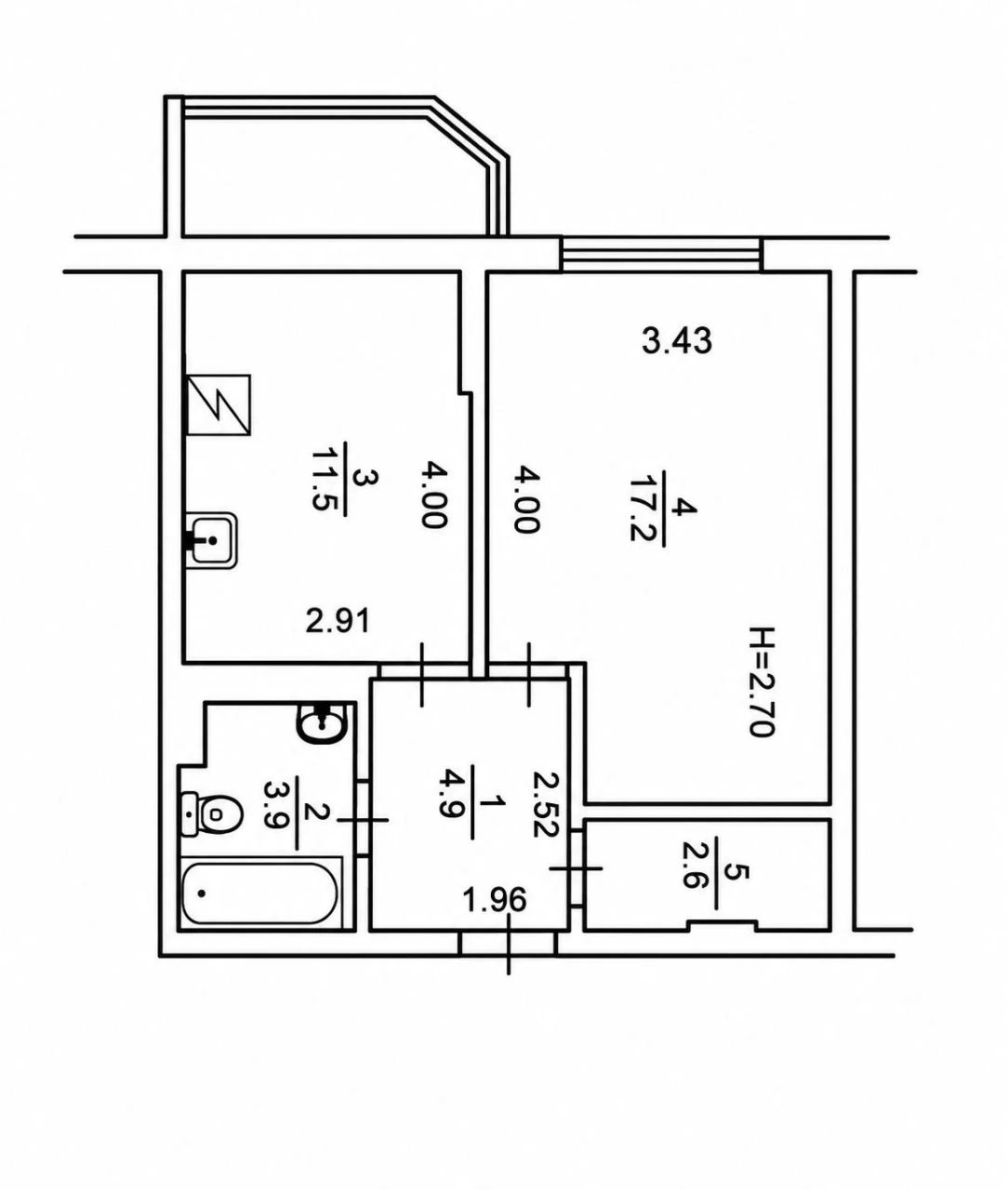 Без, 1 к. вул. Чавдар, Осокорки, 43 м²