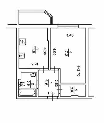 Без, 1 к. вул. Чавдар, Осокорки, 43 м²
