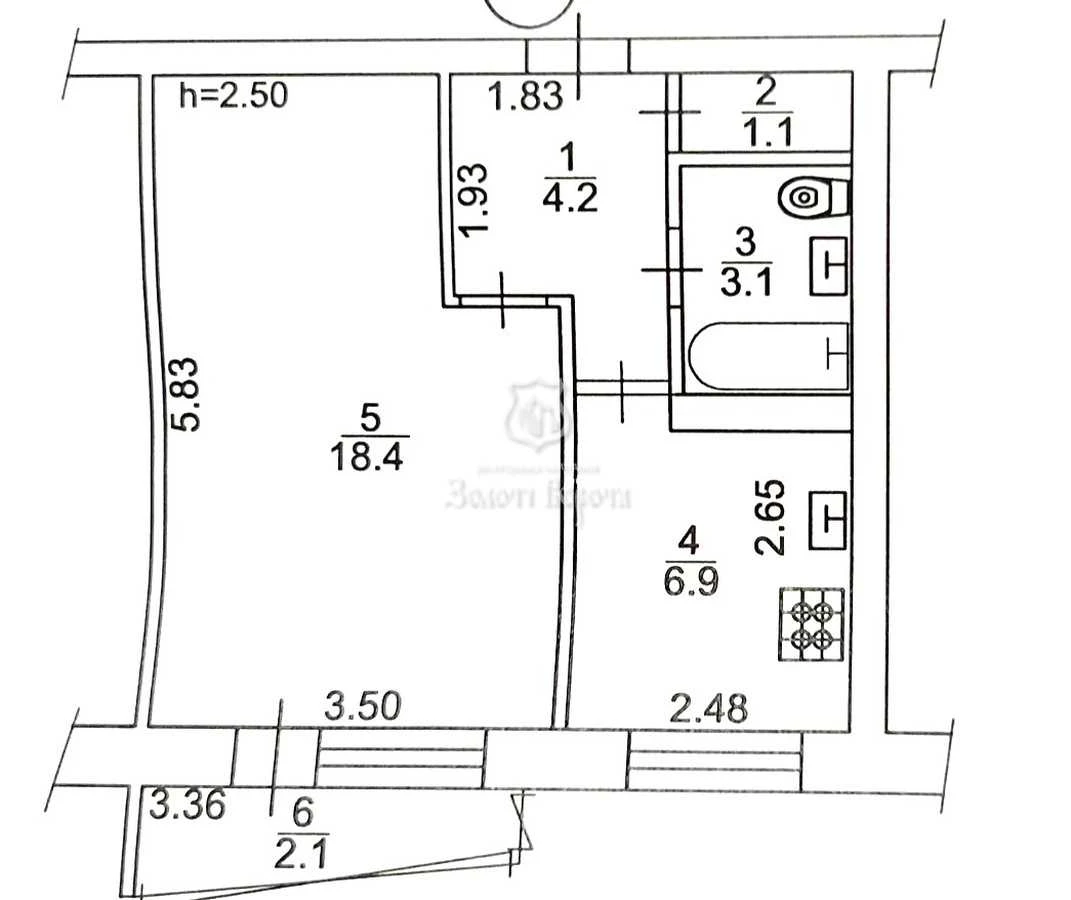 Apartment for sale (35.79 sq.m) in Kyiv, Шевченківський