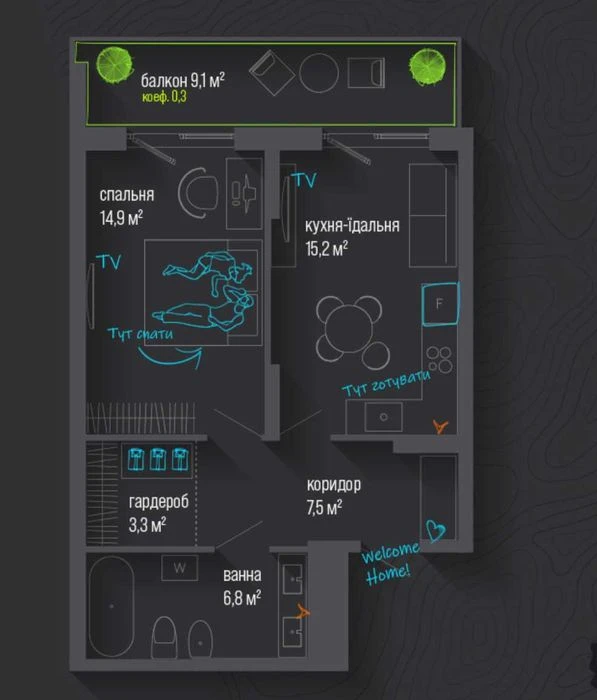 One-room apartment for sale, center, City by Blago, Nationa
