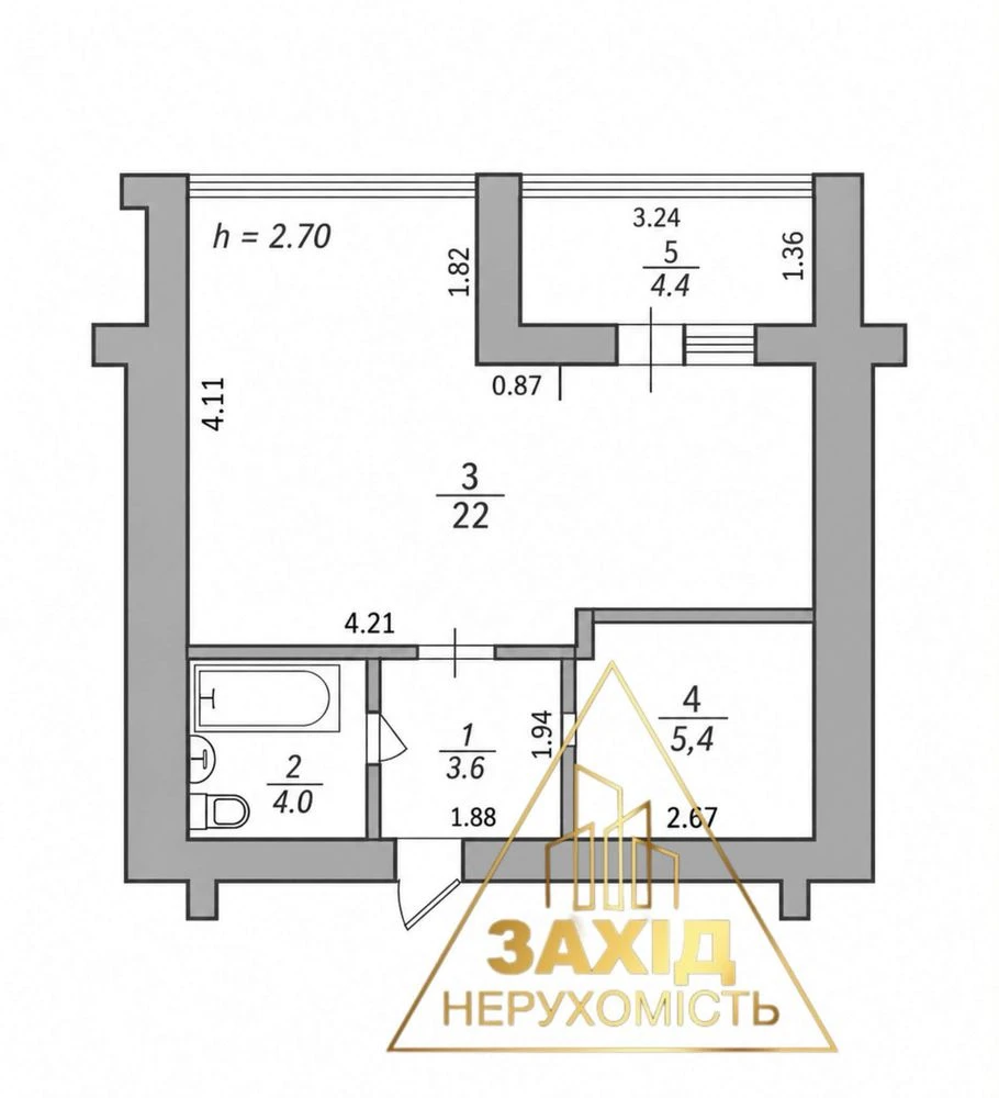One-bedroom apartment in the "Triumph" residential complex near the "Port City" shopping center