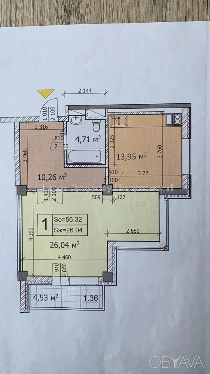 1 bedroom apartment, 56.1 sq.m.