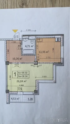 1 bedroom apartment, 56.1 sq.m.