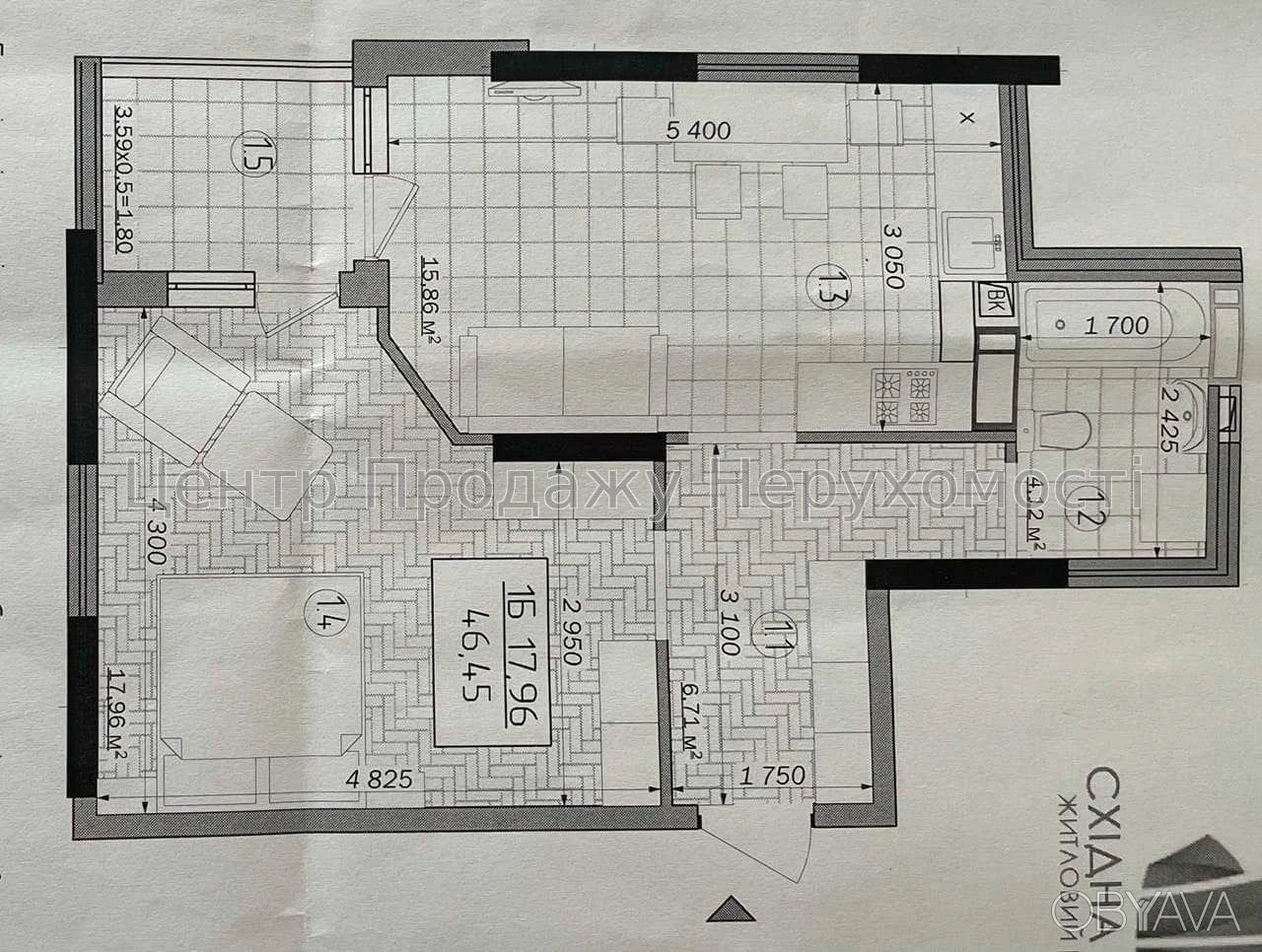1-bedroom apartment, 49.4 sq m