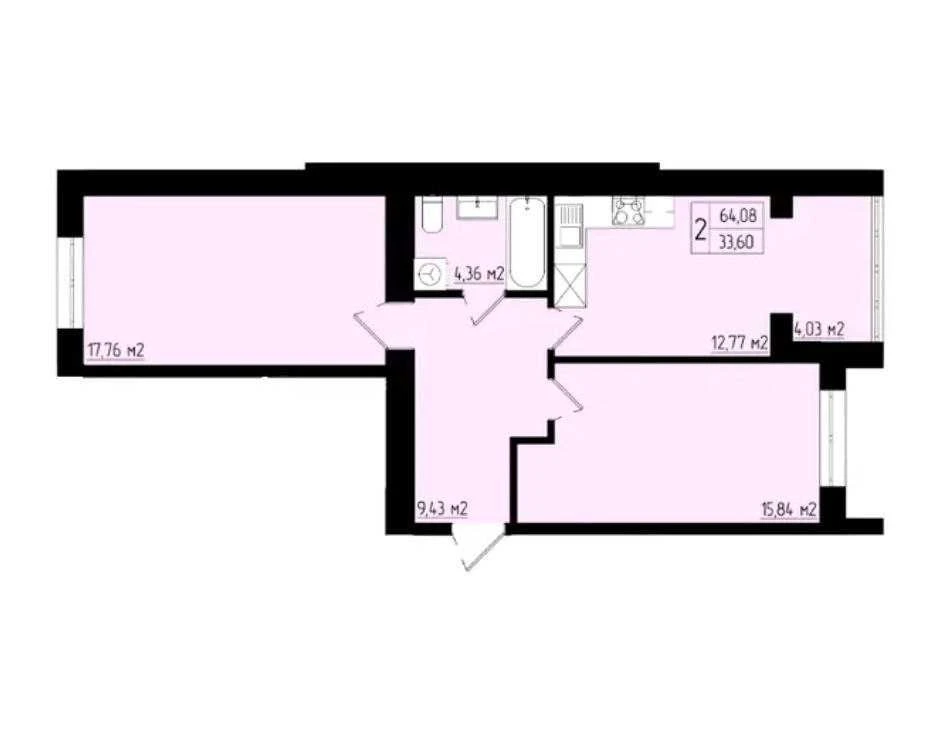 1к із площею 2к — 64 м² у ЖК Етно-з ID:47171
