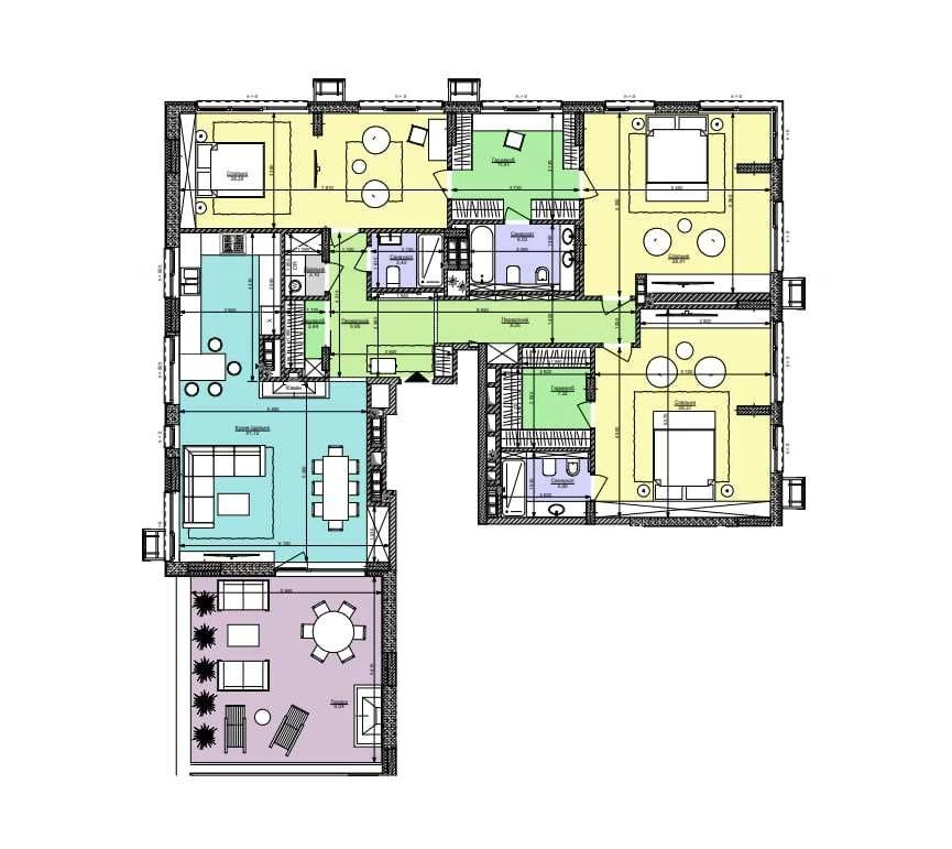 Продаж ексклюзивной 3-комнатной квартиры 190,5 м² с собственной террасой и