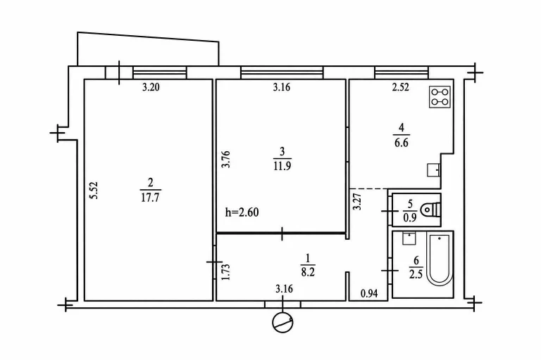 Продаж 2 кімнатної квартири Алмазний. Розділ кімнати №22299