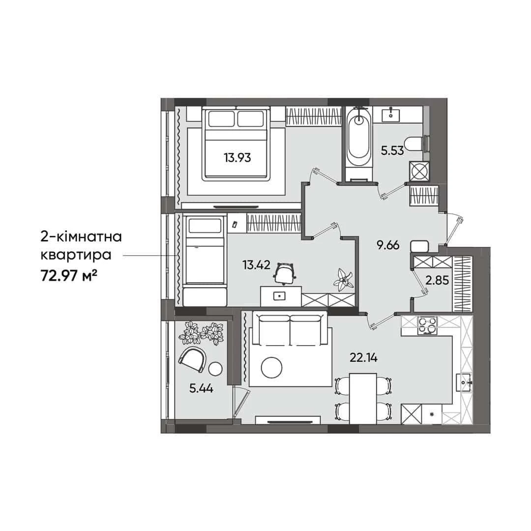 Продаж 2-кімнатного апартаменту в ЖК Orlan Residents