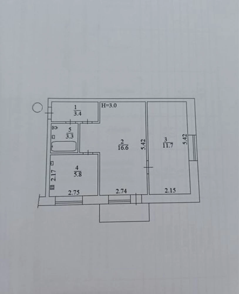 Продається 2-к, 2/3, 42 м2,  Костанайська 8/2