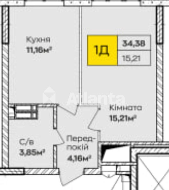 1-room apartment for sale | Synergy residential complex | gas | єОселя | WITHOUT COMMISSION