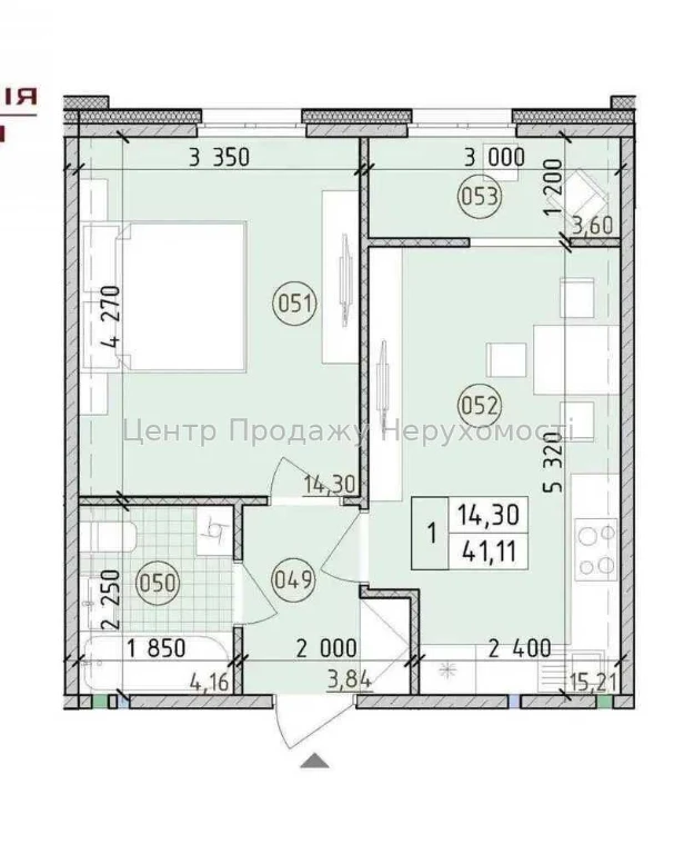 Sale of 1-bedroom apartment, 21/21 floor, 41. 11 m², "Nova Anglia" residential complex