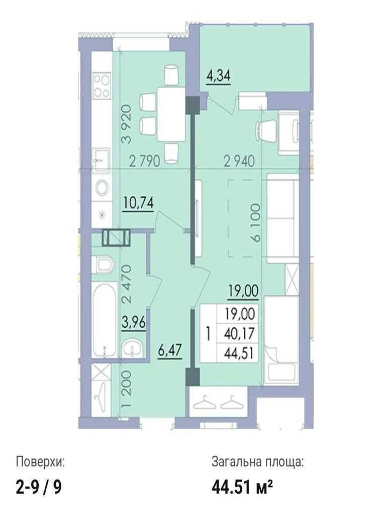 1к.квартира, новобудова, ЖК Пелюстковий,  45м2, ПЕРЕУСТУПКА