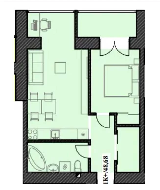 For sale, 1-bedroom apartment in a quiet area with a river view
