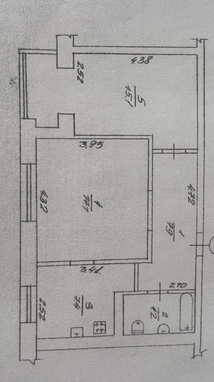 Sale of a two-bedroom apartment in a brick building, in the center.