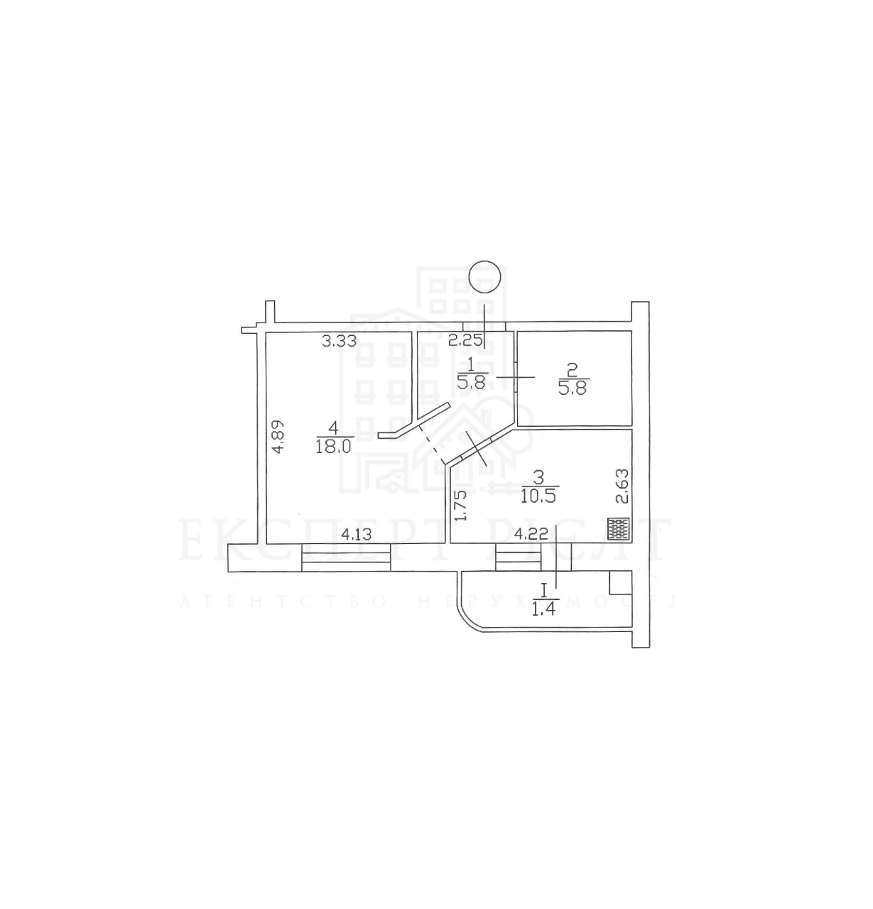 Sale of 1-bedroom apartment with independent heating, p