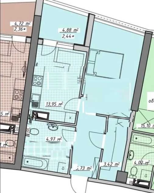 1-квартира 45 м² ЖК Атмосфера вид моря Аркадія чорновий