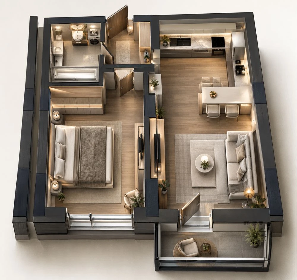 One-bedroom apartment in the Metropolis Residence