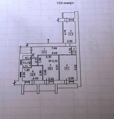 3-room apartment for sale in a new brick building